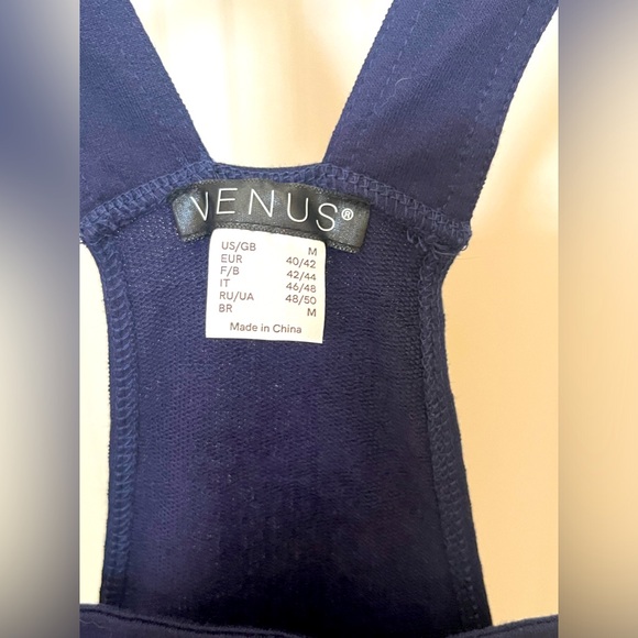 VENUS Navy Overall Dress w. elegant lace trim at the bottom hem | M - Picture 6 of 10